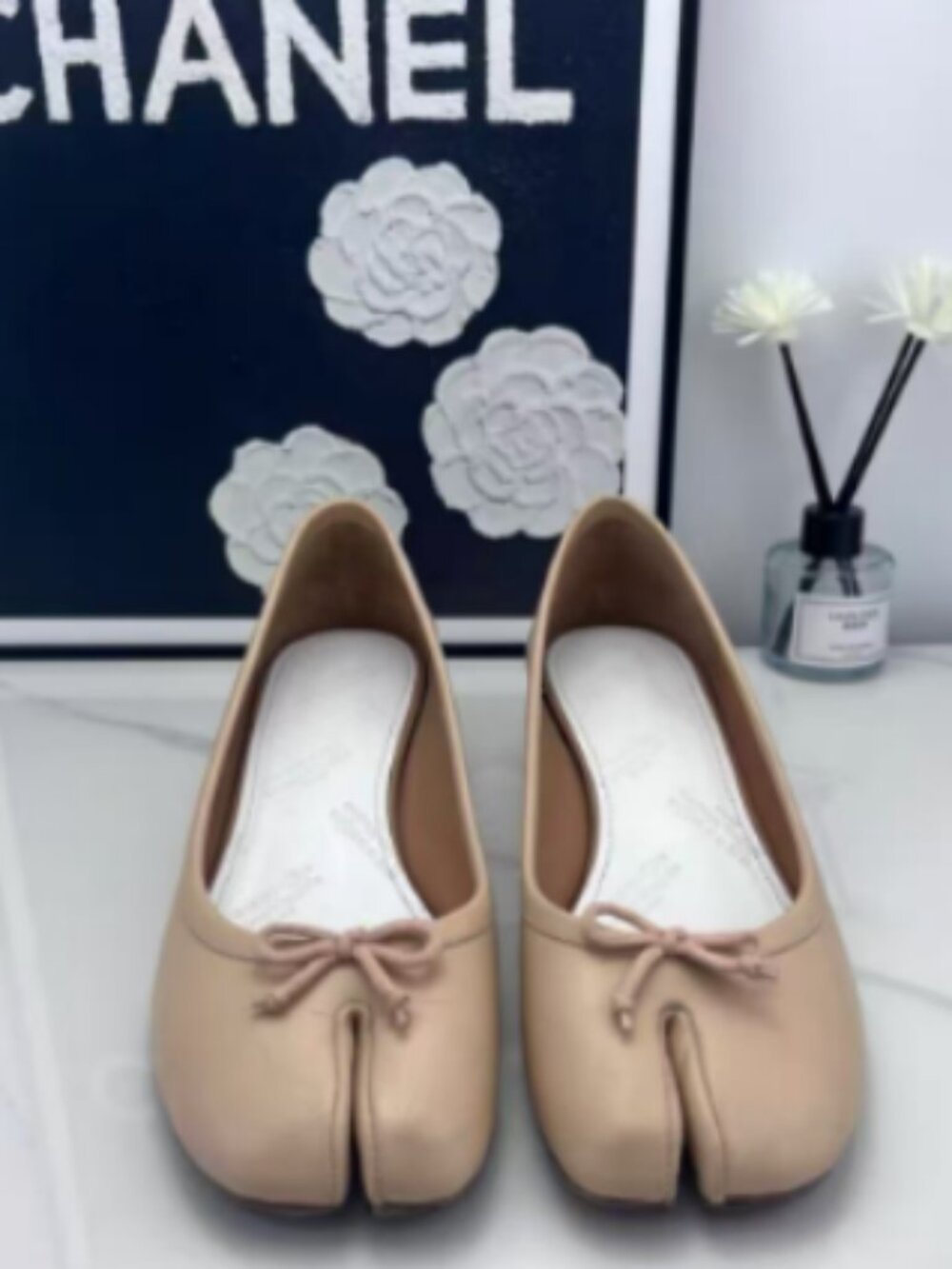 Maison Margiela Tabi Heels | Beige Leather, Size 38 (US 8)